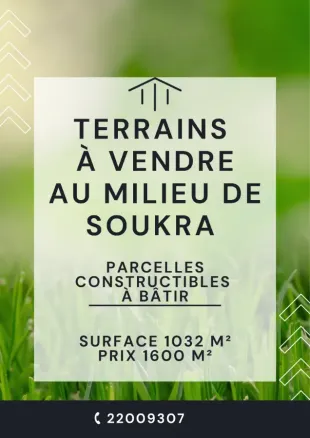 Terrain constructible au milieu de la soukra à Ariana